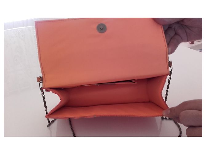 Autre Marque Naj Oléari Borsa a Spalla Patchwork in Pizzo Arancione - vista 3
