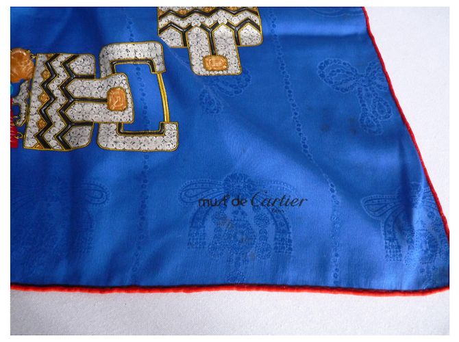 Sciarpa in seta blu Cartier 85x85 - vista 4