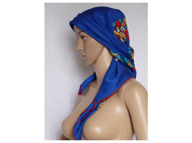 Sciarpa in seta blu Cartier 85x85 - vista 6