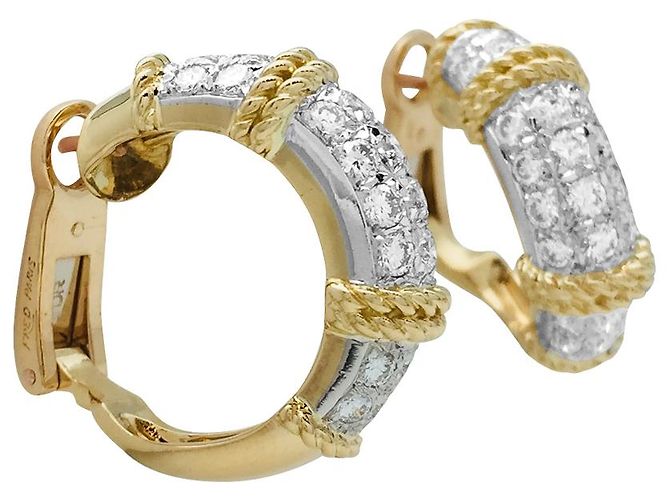 Orecchini "Isaure" di Fred, 2 toni oro e platino, Diamants. - vista 2