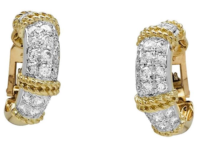 Orecchini "Isaure" di Fred, 2 toni oro e platino, Diamants. - vista 3