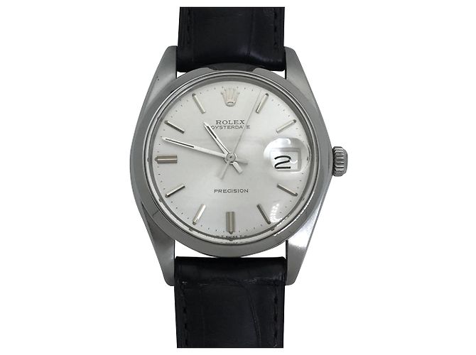 Rolex-Uhr, Modell "Oysterdate Precision" Stahl auf Leder. - Ansicht 2