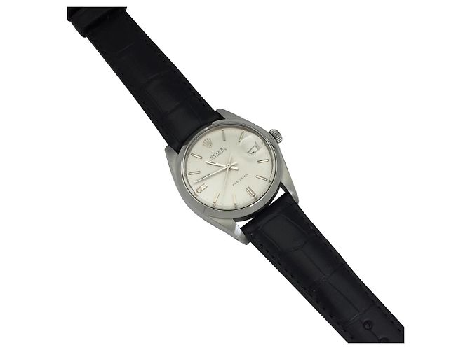Rolex-Uhr, Modell "Oysterdate Precision" Stahl auf Leder. - Ansicht 4