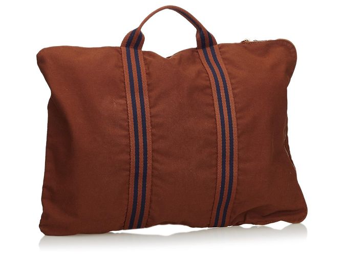 Hermès Canvas Porte-Document Business Bag Marron Bleu Bleu Marine - vue 2