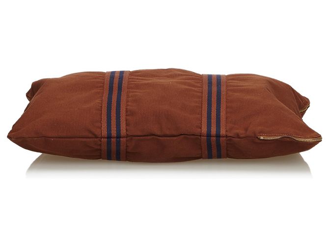 Hermès Canvas Porte-Document Business Bag Marron Bleu Bleu Marine - vue 4