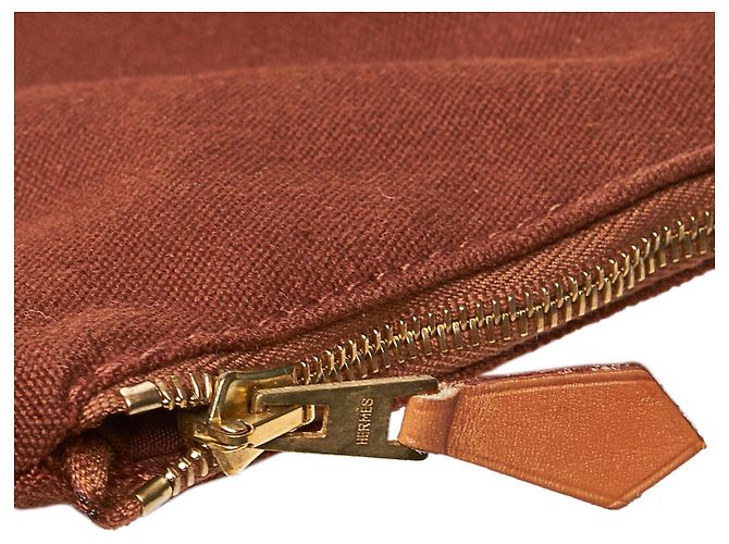 Hermès Canvas Porte-Document Business Bag Marron Bleu Bleu Marine - vue 8