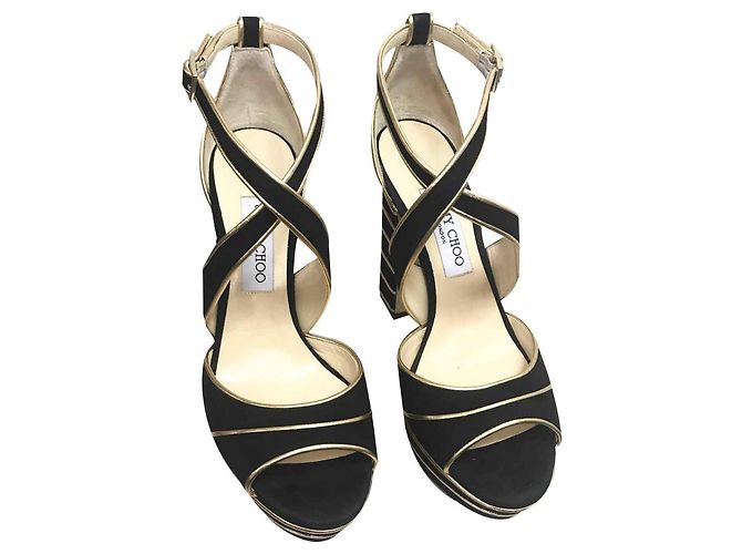 Sandali con plateau Jimmy Choo in camoscio nero - vista 2