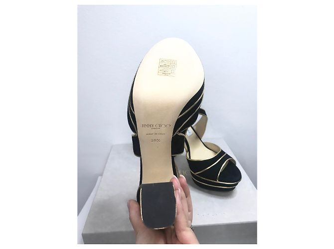 Sandali con plateau Jimmy Choo in camoscio nero - vista 4
