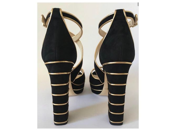 Sandali con plateau Jimmy Choo in camoscio nero - vista 5