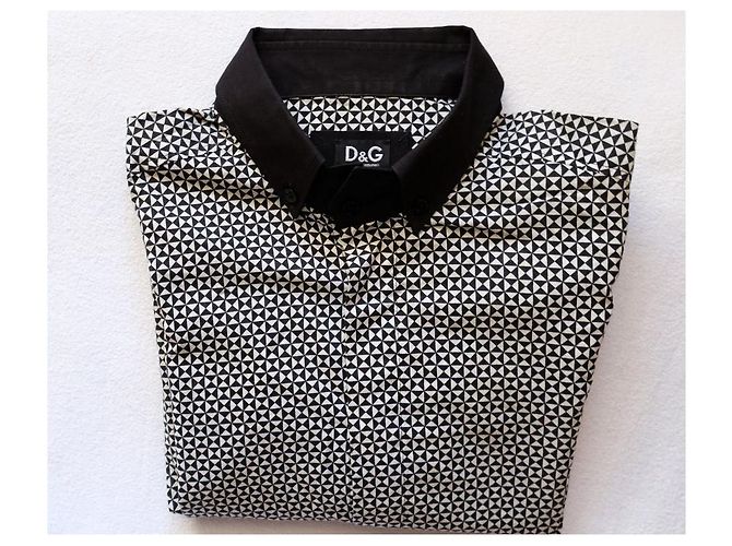 D&G Camisa padrão triangular D & G Preto Branco - vista 2