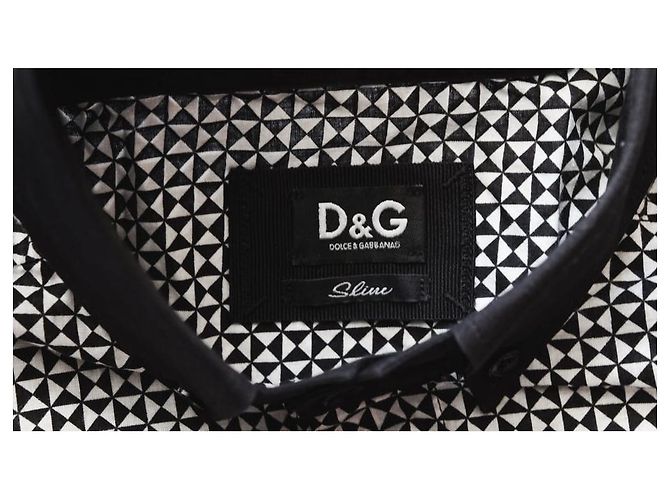 D&G Camisa padrão triangular D & G Preto Branco - vista 3