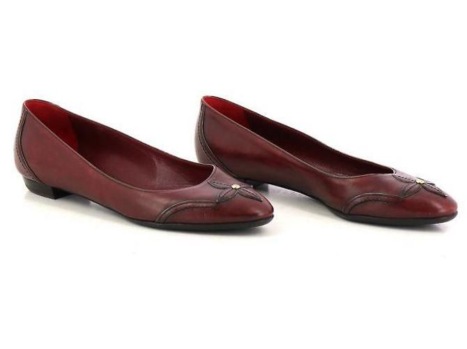 Louis Vuitton Zapatillas de ballet de cuero granate Burdeos - vista 3