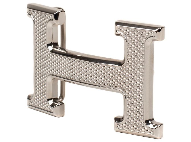 Superb Hermès belt buckle model "Guillochee", new condition! Silvery - view 3