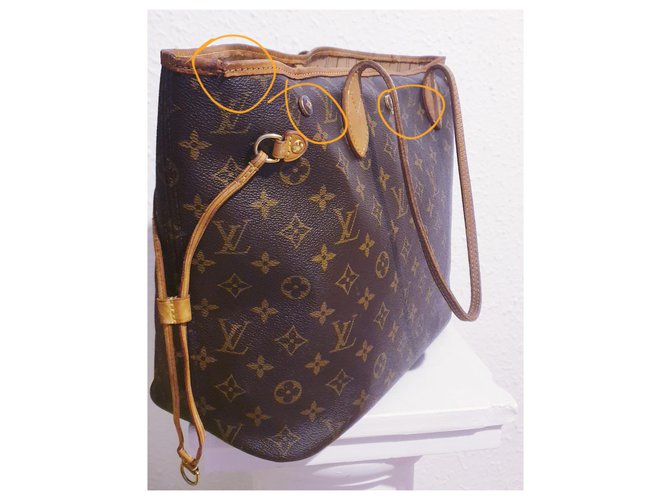 Louis Vuitton Neverfull MM Bag di Vuitton Caramello Marrone scuro - vista 10