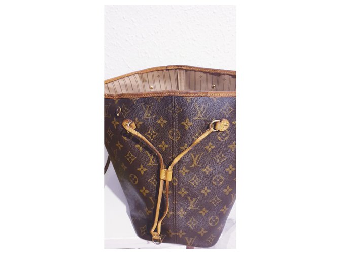 Louis Vuitton Neverfull MM Bag di Vuitton Caramello Marrone scuro - vista 13