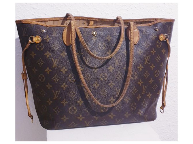 Louis Vuitton Neverfull MM Bag di Vuitton Caramello Marrone scuro - vista 14