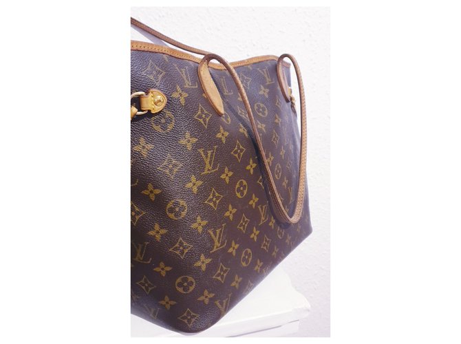 Louis Vuitton Neverfull MM Bag di Vuitton Caramello Marrone scuro - vista 4
