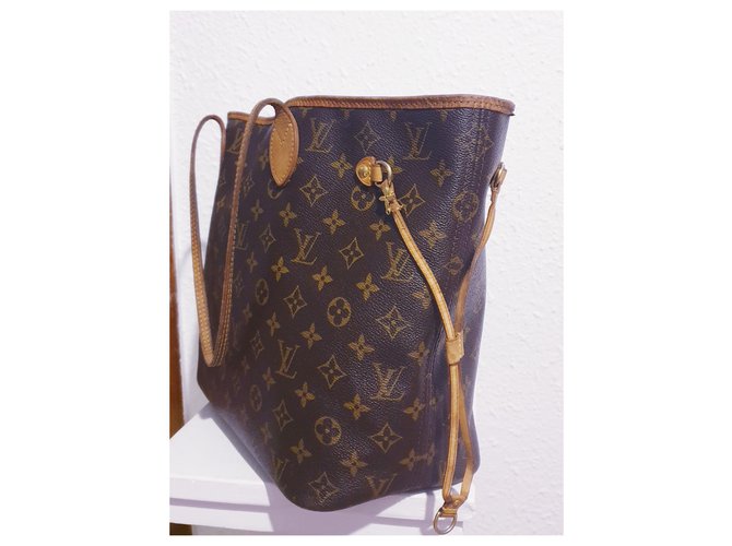 Louis Vuitton Neverfull MM Bag di Vuitton Caramello Marrone scuro - vista 9