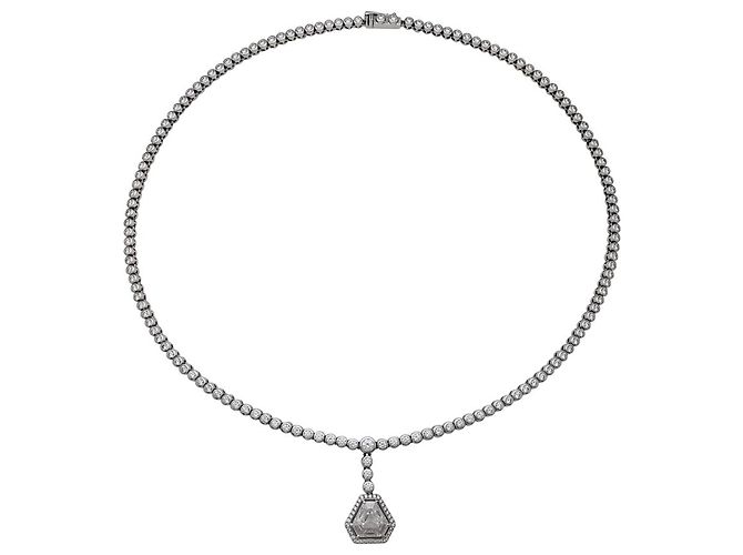 inconnue Collana con cravatta di diamanti. - vista 3
