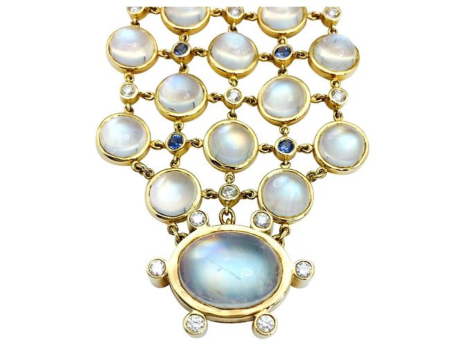 Temple St Clair St Clair Temple "Rainbow Moonstone" pulseira de ouro amarelo, pedras da lua, diamantes e safiras. - vista 7