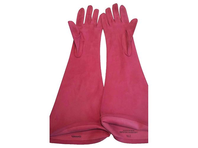 Chanel Musketier Handschuhe Fuchsia Samt Fuschia - Ansicht 2