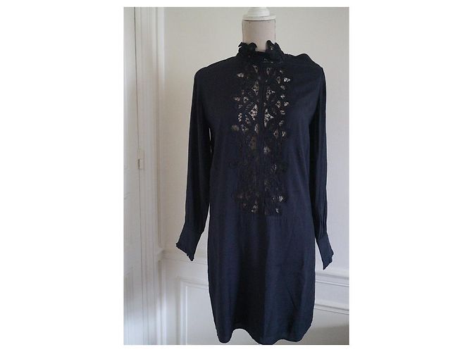Swildens Travolta Kleid Marineblau Rayon - Ansicht 4