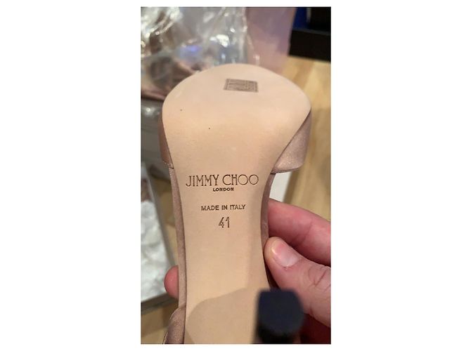 Décolleté Jimmy Choo Kay 100 in raso rosa - vista 3