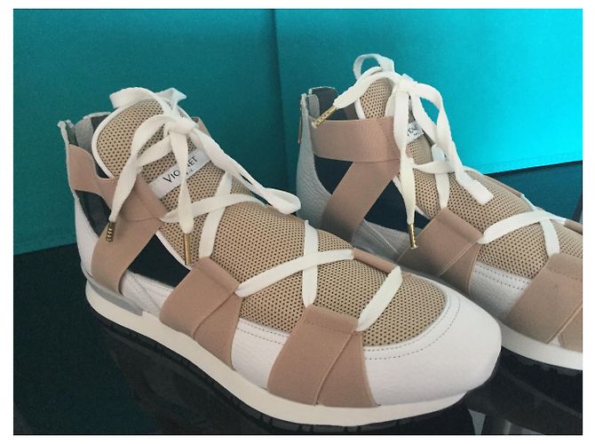 Vionnet Sneaker aus Leder weiß beige - Ansicht 5