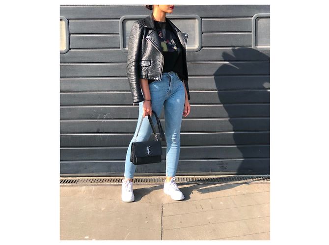 Borsa a mano Saint Laurent Sunset in pelle nera Nero - vista 6
