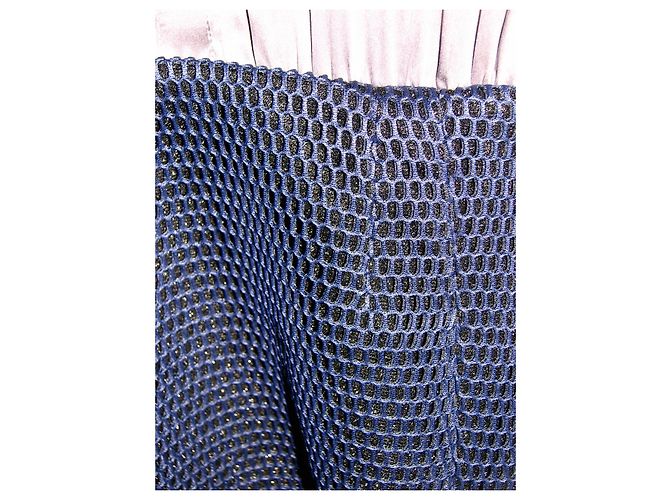 Self portrait Selbstportrait Seidenkleid Blau Grau Metallisch - Ansicht 4