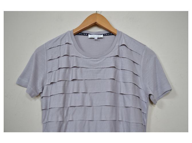 Céline Graues Vicose & Cashmere Top T-Shirt Größe S SMALL - Ansicht 4