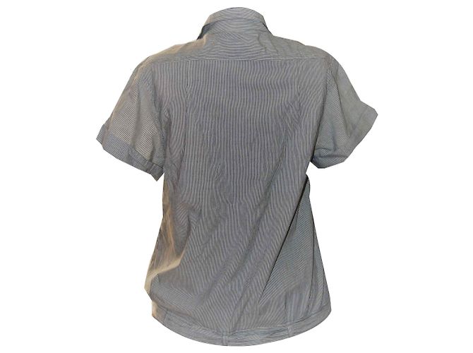Comptoir Des Cotonniers Blusa de Algodón a Rayas Blanco y Gris - vista 2