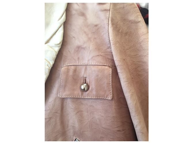 Autre Marque Saharienne Lederjacke beige hellbraun - Ansicht 5
