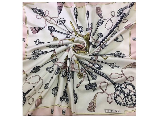 Hermès carré 90 Modello chiave Les Cles Bordeaux Rosa - vista 2