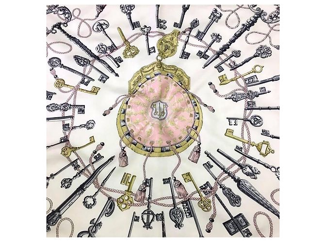 Hermès carré 90 Modello chiave Les Cles Bordeaux Rosa - vista 3