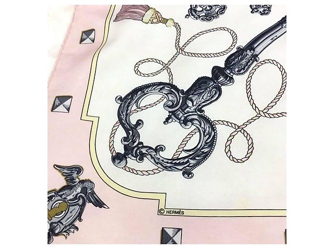 Hermès carré 90 Modello chiave Les Cles Bordeaux Rosa - vista 4