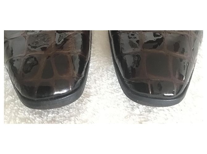 Décolleté Cacharel Vernice Effetto Coccodrillo Marrone Taglia 40 - vista 4