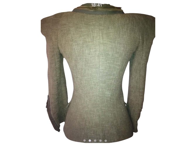 Giacca Balmain in cotone kaki Cachi - vista 2
