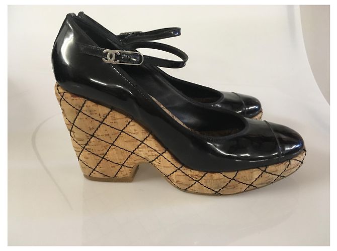 Chanel Mules compensées Noir - vue 7