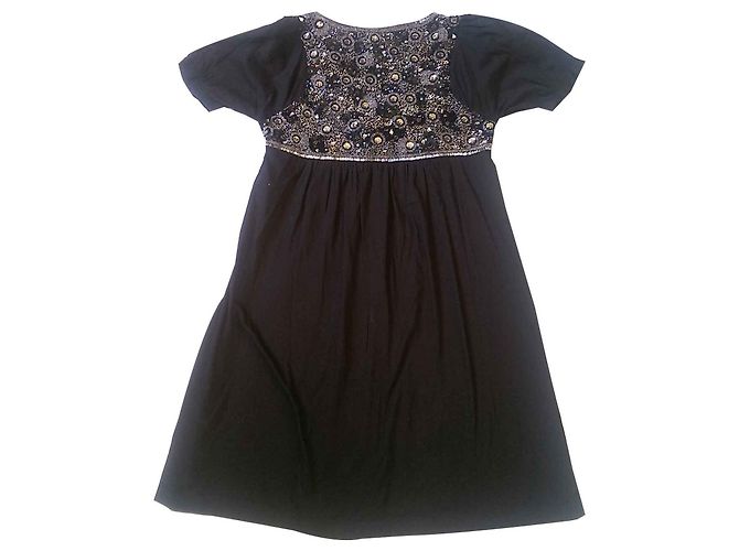 Abito Antik Batik in cotone con perle e paillettes nero - vista 2