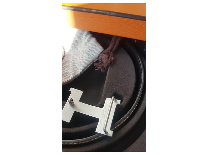 Constance Hermès Hermes H Gürtel Konstanz Mini Schwarz Taupe - Ansicht 4