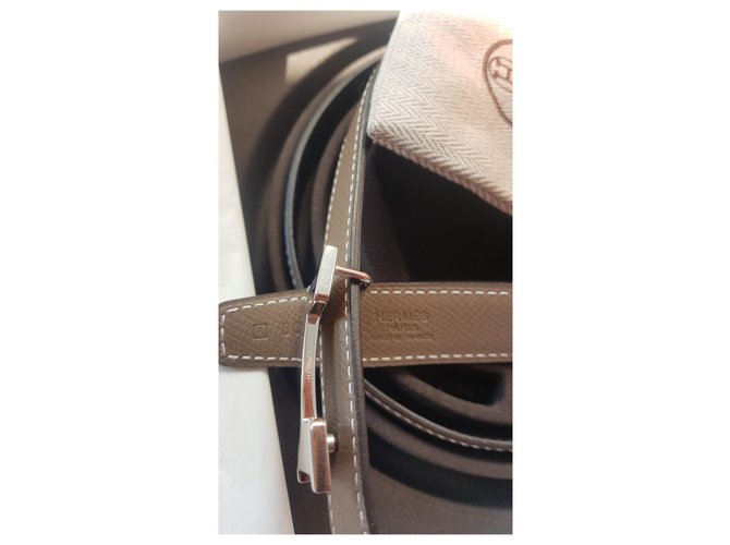 Constance Hermès Hermes H Gürtel Konstanz Mini Schwarz Taupe - Ansicht 5