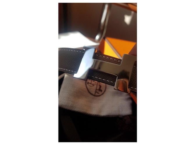 Constance Hermès Hermes H Gürtel Konstanz Mini Schwarz Taupe - Ansicht 6