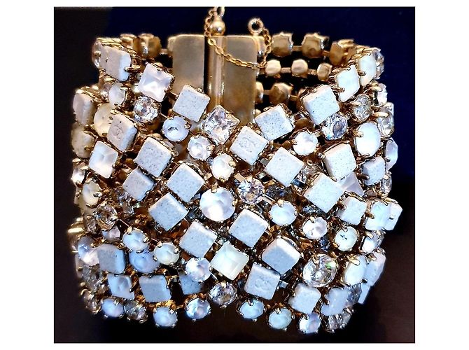 Bracciale CHANEL della collezione 2015 d'oro e cristalli Bianco Giallo - vista 10