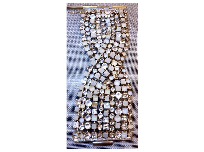 Bracciale CHANEL della collezione 2015 d'oro e cristalli Bianco Giallo - vista 11