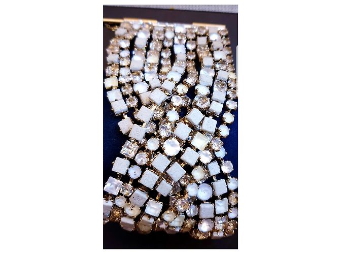 Bracciale CHANEL della collezione 2015 d'oro e cristalli Bianco Giallo - vista 12