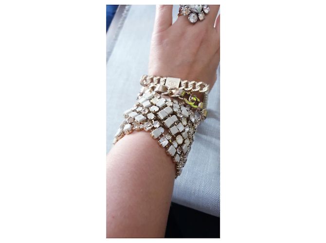 Bracciale CHANEL della collezione 2015 d'oro e cristalli Bianco Giallo - vista 14