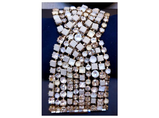 Bracciale CHANEL della collezione 2015 d'oro e cristalli Bianco Giallo - vista 15