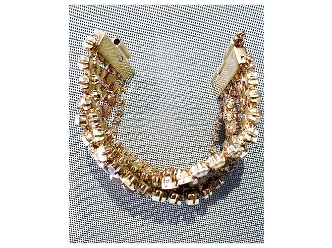 Bracciale CHANEL della collezione 2015 d'oro e cristalli Bianco Giallo - vista 4