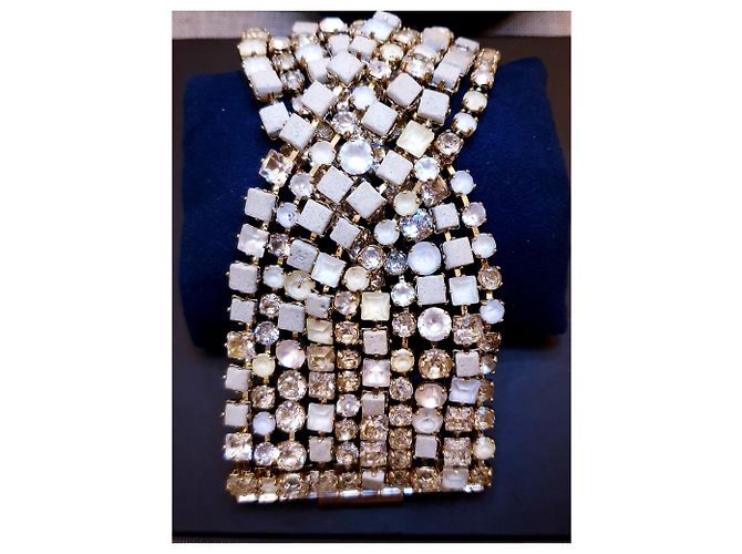Bracciale CHANEL della collezione 2015 d'oro e cristalli Bianco Giallo - vista 6